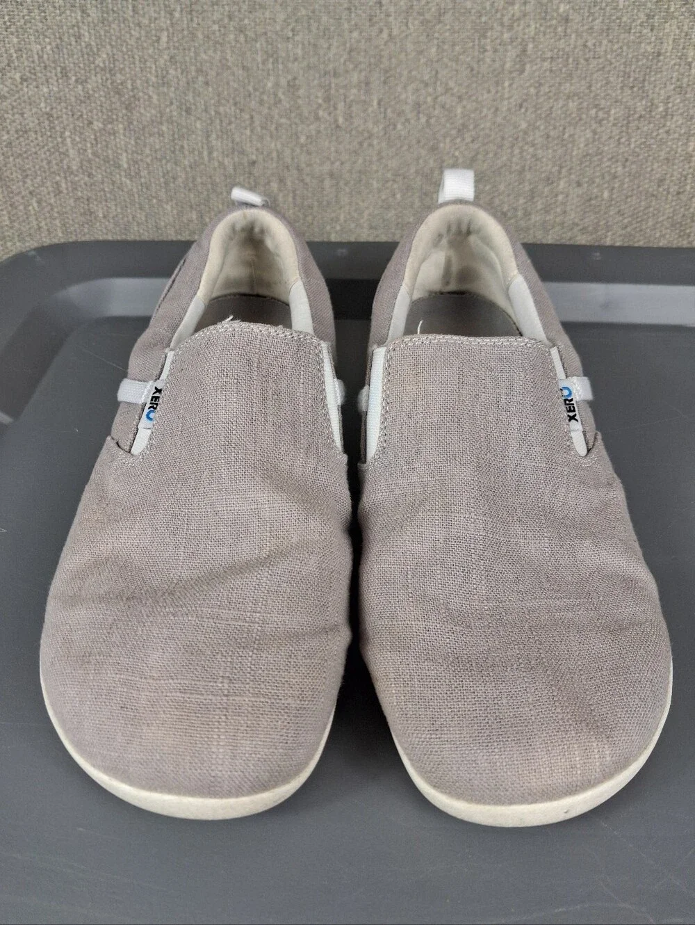 Xero Aptos Shoes Mens 10.5 Taupe Slip-On Hemp Canvas Casual Barefoot Lightweight